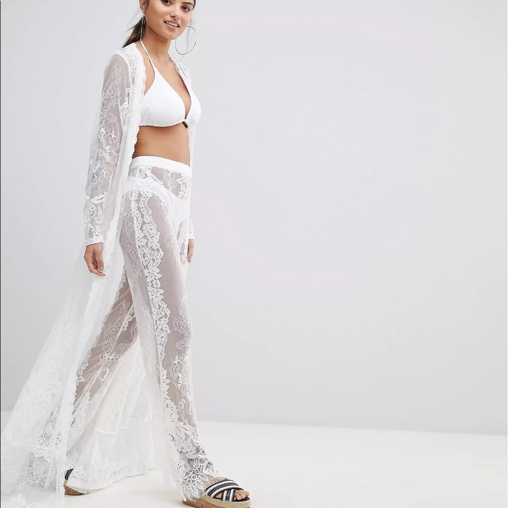Bridal premium lace swim coverup trousers